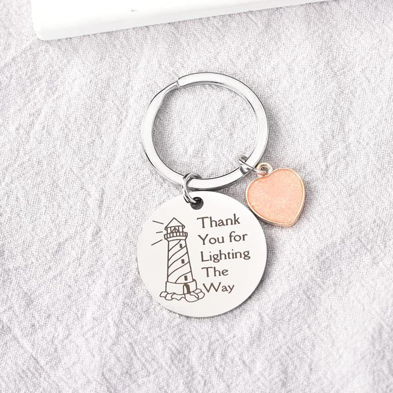 Lighthouse Keychain Stainless Steel with Peach Heart Charm 4