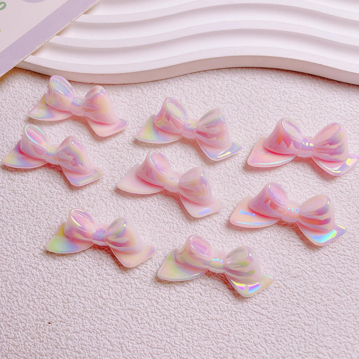 Glow In The Dark Bow Acrylic Beads 20x46mm Double Color Plating 5pcs 4