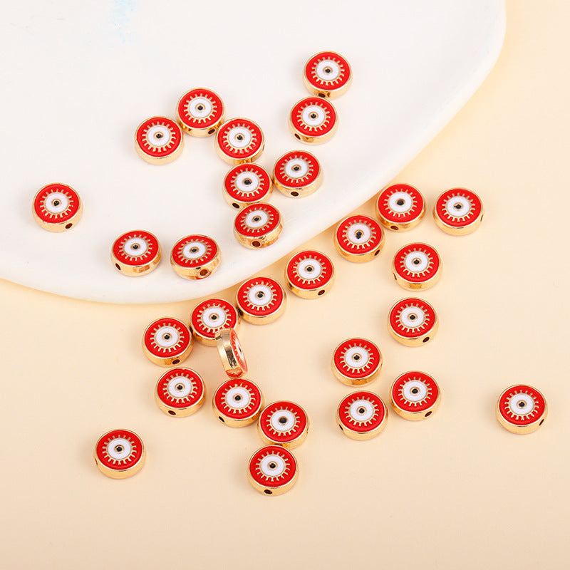 Irregular Shaped Metal Beads Double-Sided Enamel Evil Eye 20pcs 34