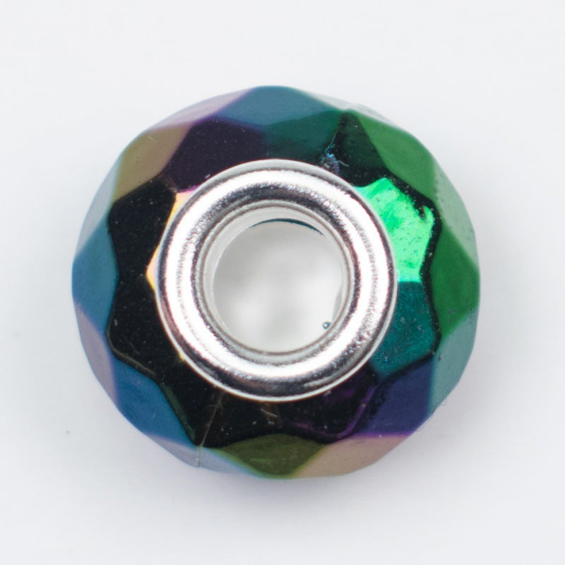 Acrylic Faceted Spacer Beads 15mm UV Plating Large Hole 20pcs 16