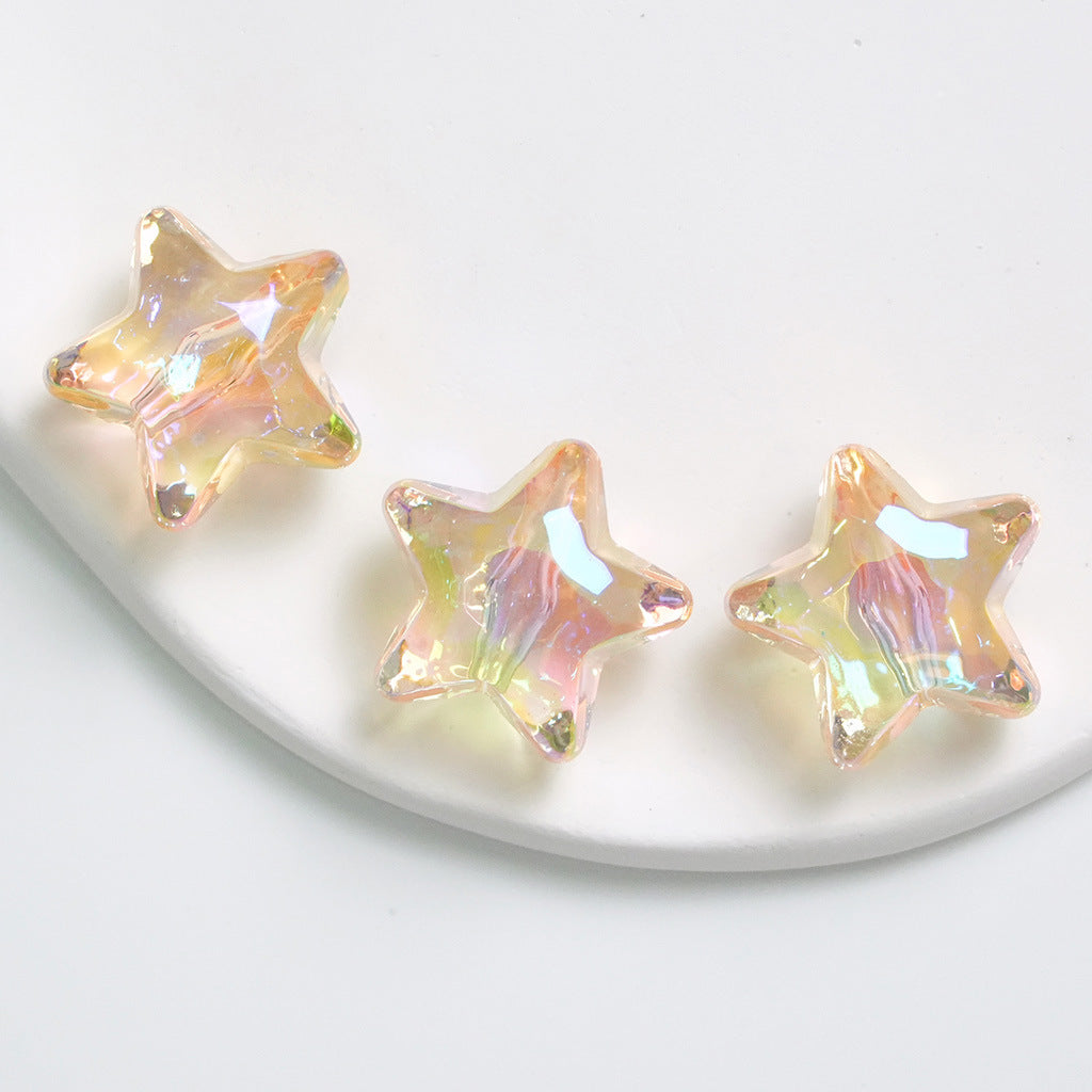 Transparent UV Plating Faceted Pentagram Love Acrylic Beads 19-20mm 50pcs 12