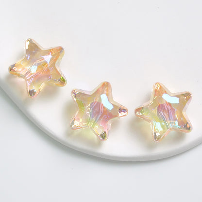 Transparent UV Plating Faceted Pentagram Love Acrylic Beads 19-20mm 50pcs 12