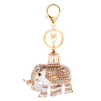 Alloy Rhinestone Elephant Keychain Metal Animal Charm with Lantern Detail 5