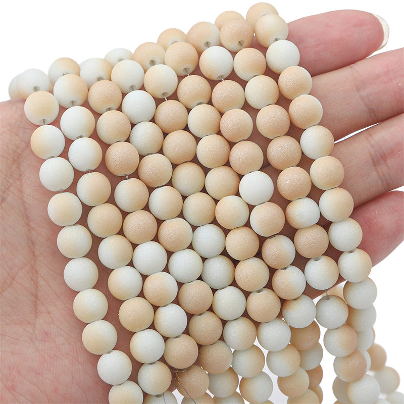 Frosted Round Glass Beads 8mm Soft Matte Pastel Colors 70pcs 8