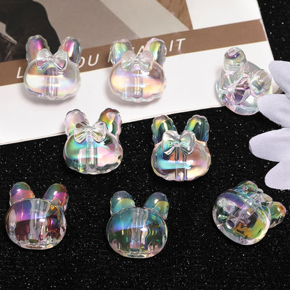 Transparent Bow Bunny Acrylic Beads 18mm 26mm Iridescent Glossy 50pcs 4