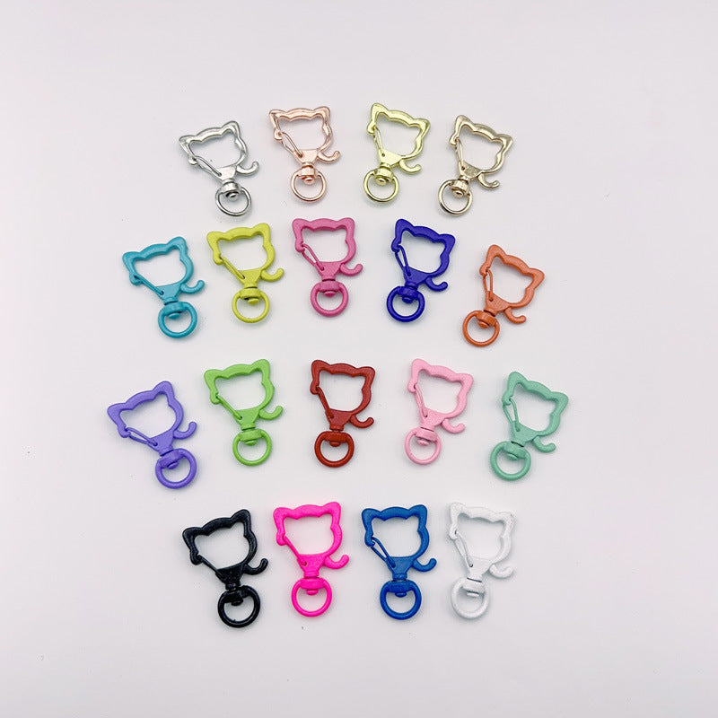 Zinc Alloy Puppy Head Keychain Clasps Spray Painted 35mm 20pcs