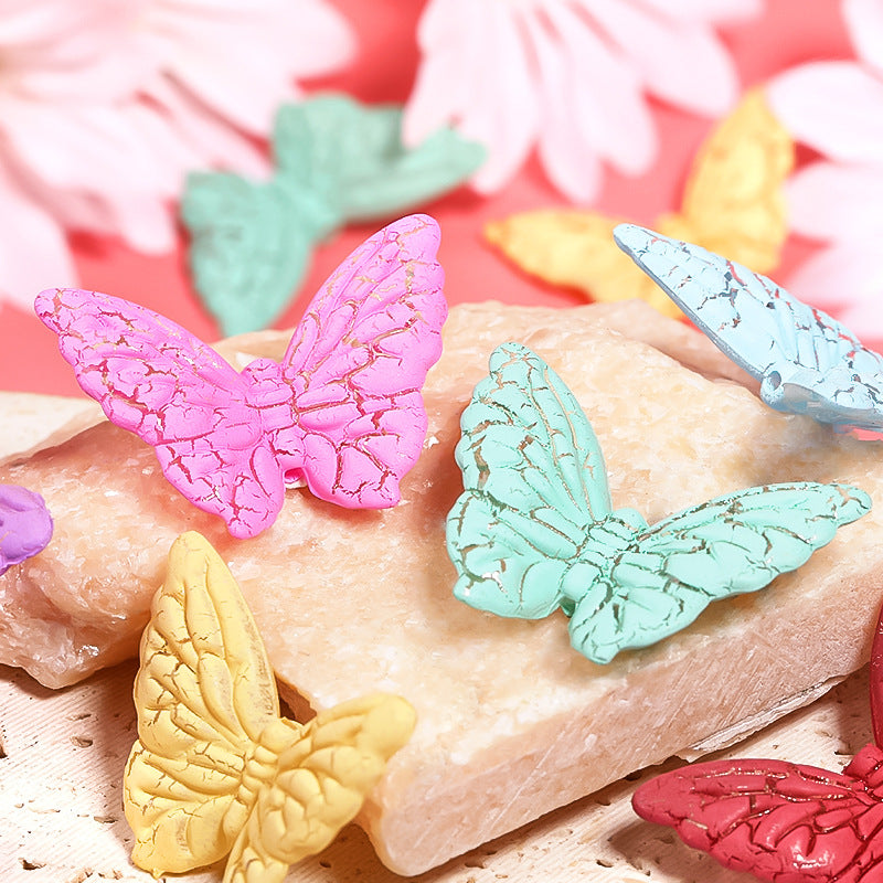 Dual Color Gradient Cracked Butterfly Acrylic Beads 37mm 50pcs