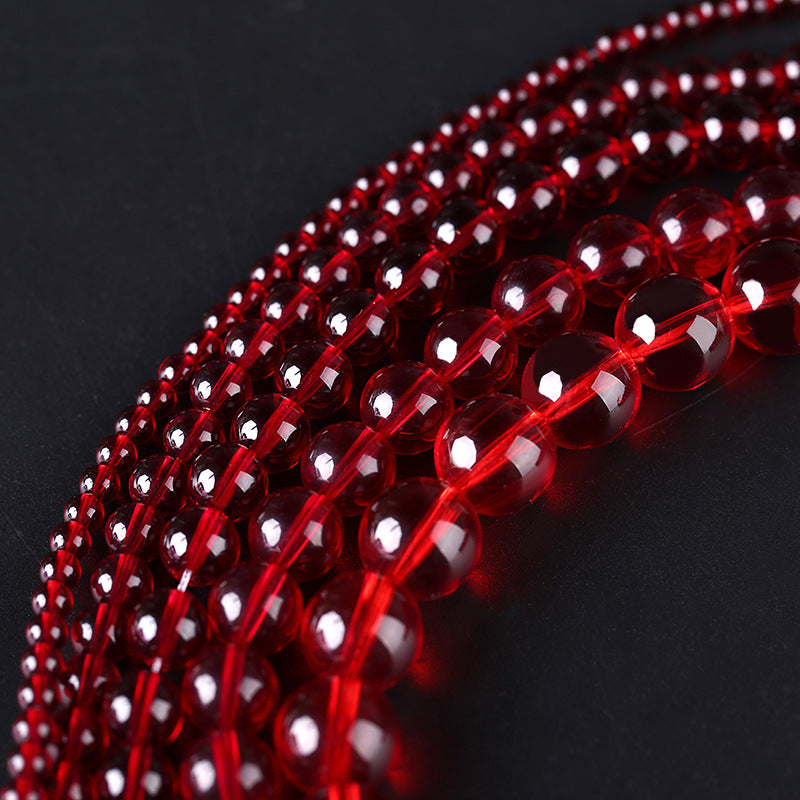 Transparent Round Glass Beads 6-12mm Wine Red Imitating Pomegranate 4
