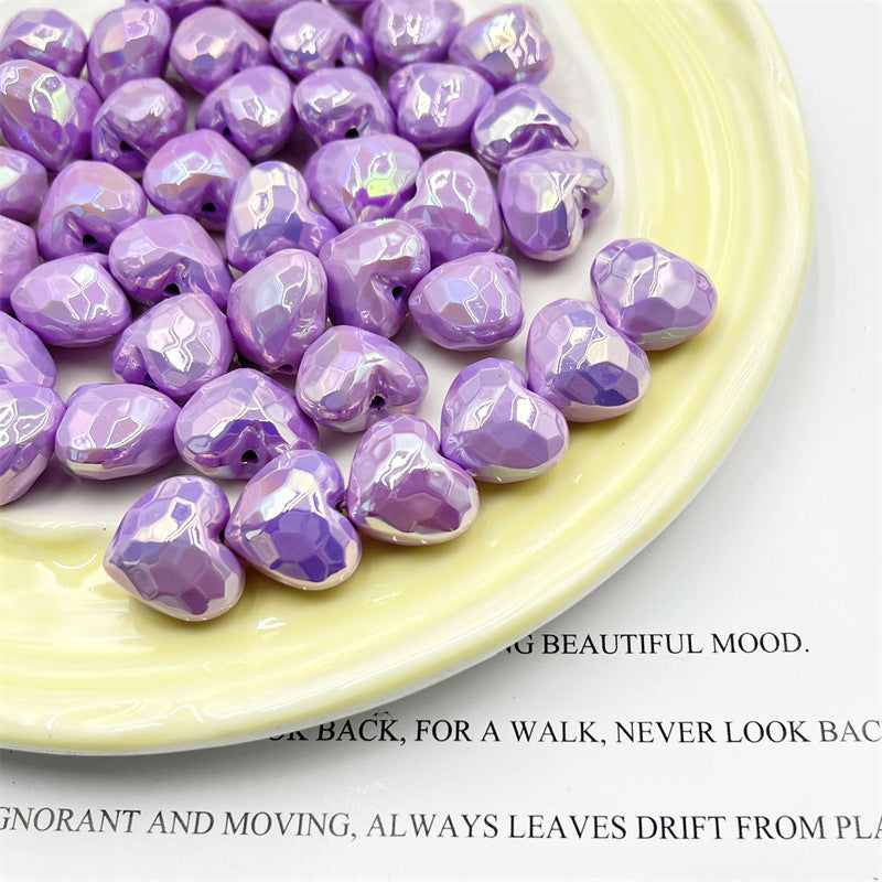 Light In The Dark Faceted Heart Acrylic Beads 20mm Pastel 10pcs 11