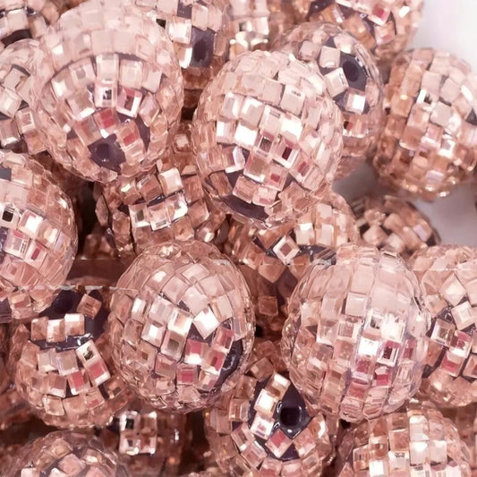 Disco Ball Bubblegum Beads 16-20mm Champagne Shiny 5pcs