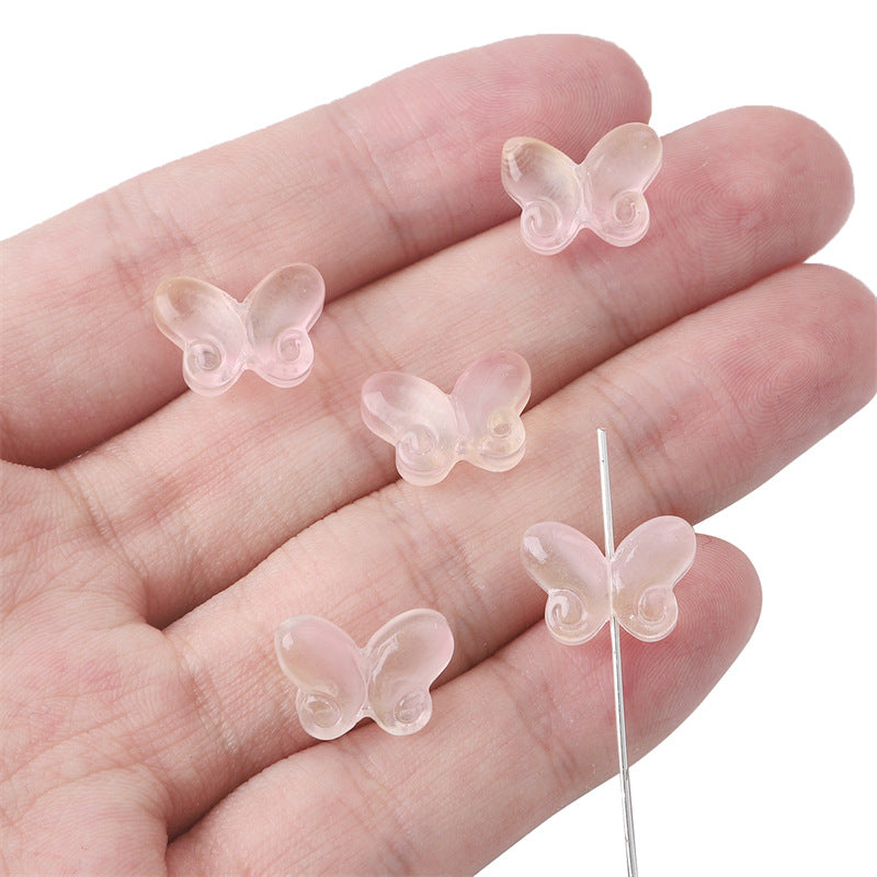 Transparent Butterfly Glass Beads 10x14mm Pastel Colors 20pcs 8