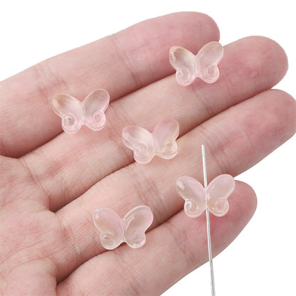 Transparent Butterfly Glass Beads 10x14mm Pastel Colors 20pcs 8