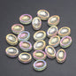 Electroplated Elliptical Flower Glass Beads 10x14mm Kiwi 20pcs 15