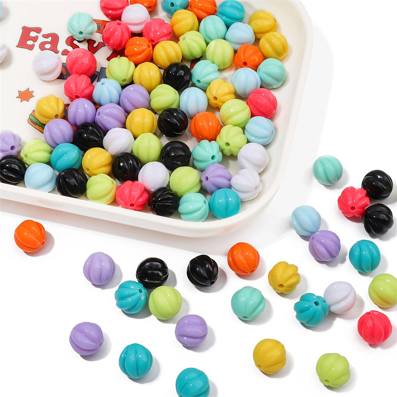 Opaque Pumpkin Acrylic Beads 12mm Colorful Round 40pcs