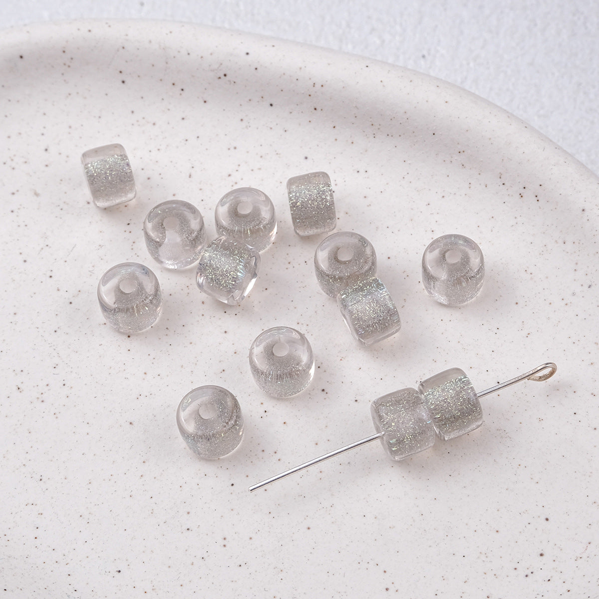 Clear Glitter Resin Barrel Beads 6 8mm Mixed Colors 50pcs 6