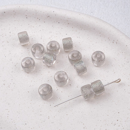 Clear Glitter Resin Barrel Beads 6 8mm Mixed Colors 50pcs 6