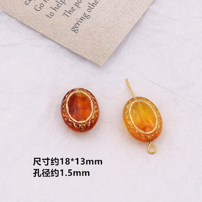 Vintage Amber Transparent Gilded Plum Blossom Acrylic Beads 10pcs 3