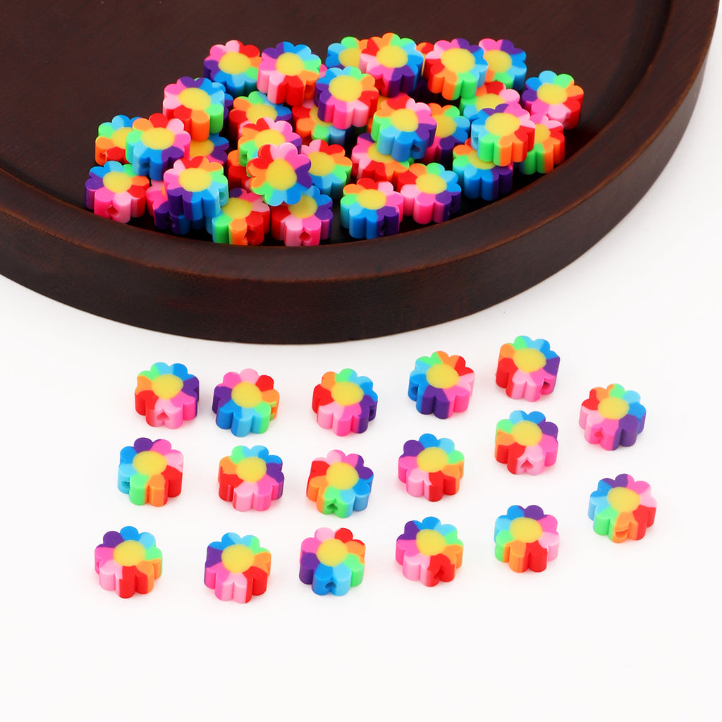 Flower Clay Beads 10mm Colorful Sunflower Polymer 100pcs 4
