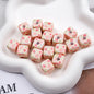 Vintage Spring Floral Plaid Square Acrylic Beads 13mm 50pcs 14