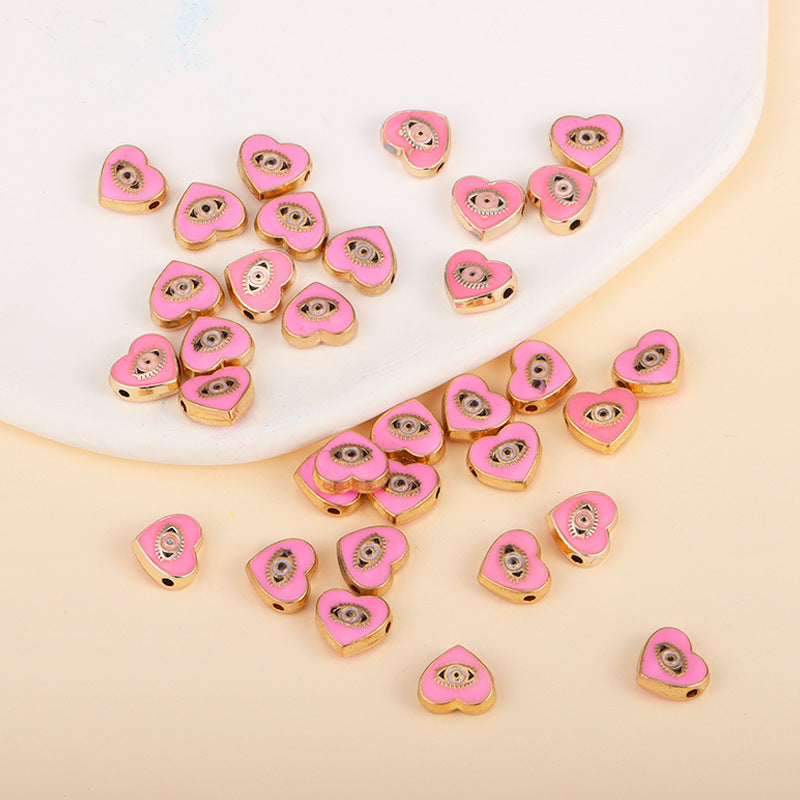 Irregular Shaped Metal Beads Double-Sided Enamel Evil Eye 20pcs 52