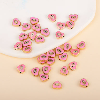 Irregular Shaped Metal Beads Double-Sided Enamel Evil Eye 20pcs 52