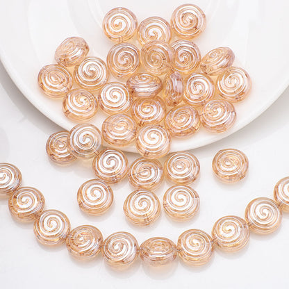 Electroplated Flat Spiral Glass Beads 12mm Metallic Iridescent 30pcs 8