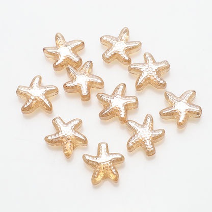 Electroplated Starfish Glass Beads 13-14mm Transparent 30pcs 12