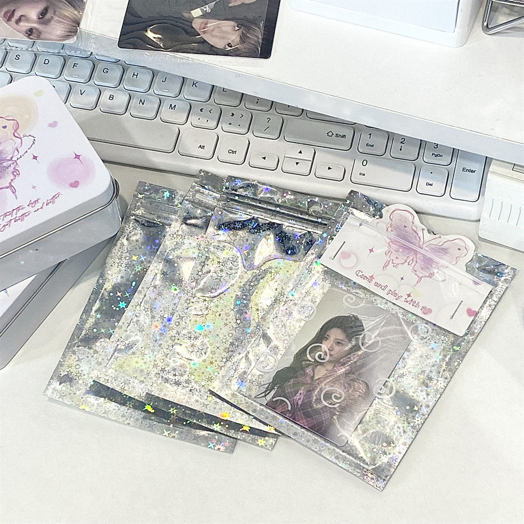 Holographic Star Pattern Aluminum Film Zip Lock Plastic Bags 50pcs 10x15cm 3