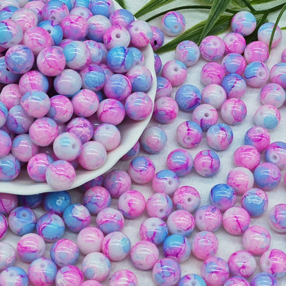 Antique Imitation Ceramic Splash Ink Round Glass Beads 10mm 100pcs 14