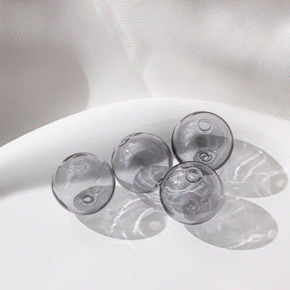 Clear Blown Glass Beads 12-18mm Multi Color Smooth Round 4pcs 13