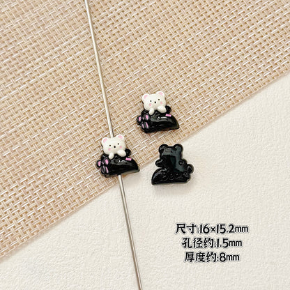 Pillow Metal Beads 14-16mm Glossy Painted Cat Face Alloy 10pcs 20