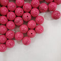 Printed Bubblegum Beads 20mm Dragon Fruit Pattern Rose Red 10pcs