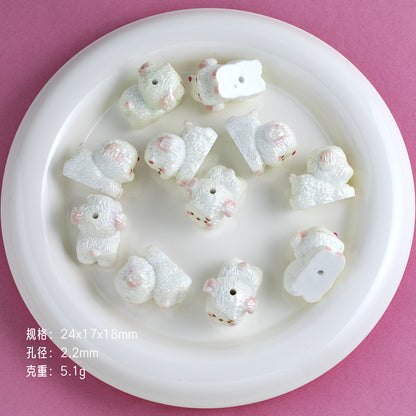 Plating Lovely Furry Puppy Resin Beads 24mm Glossy Pastel Colors 10pcs 7