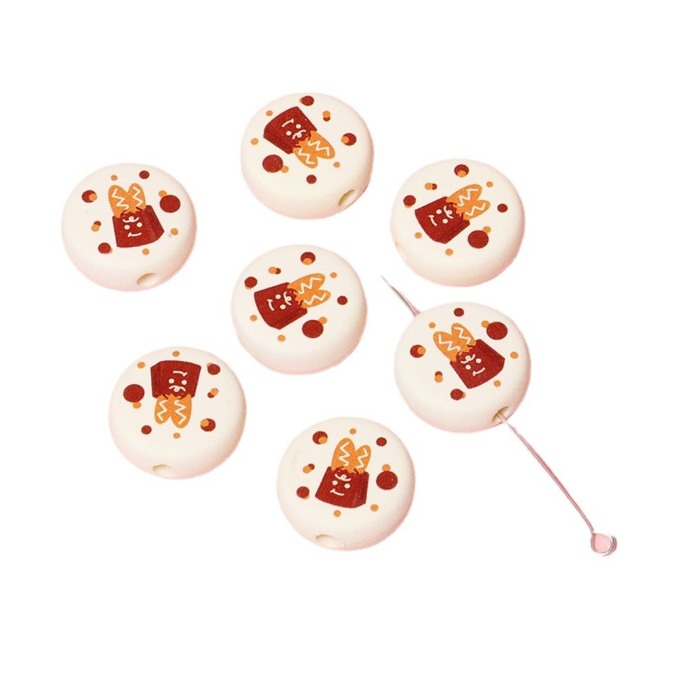 Dessert Acrylic Flat Beads 17mm Printed Cute Food Designs 10pcs 4