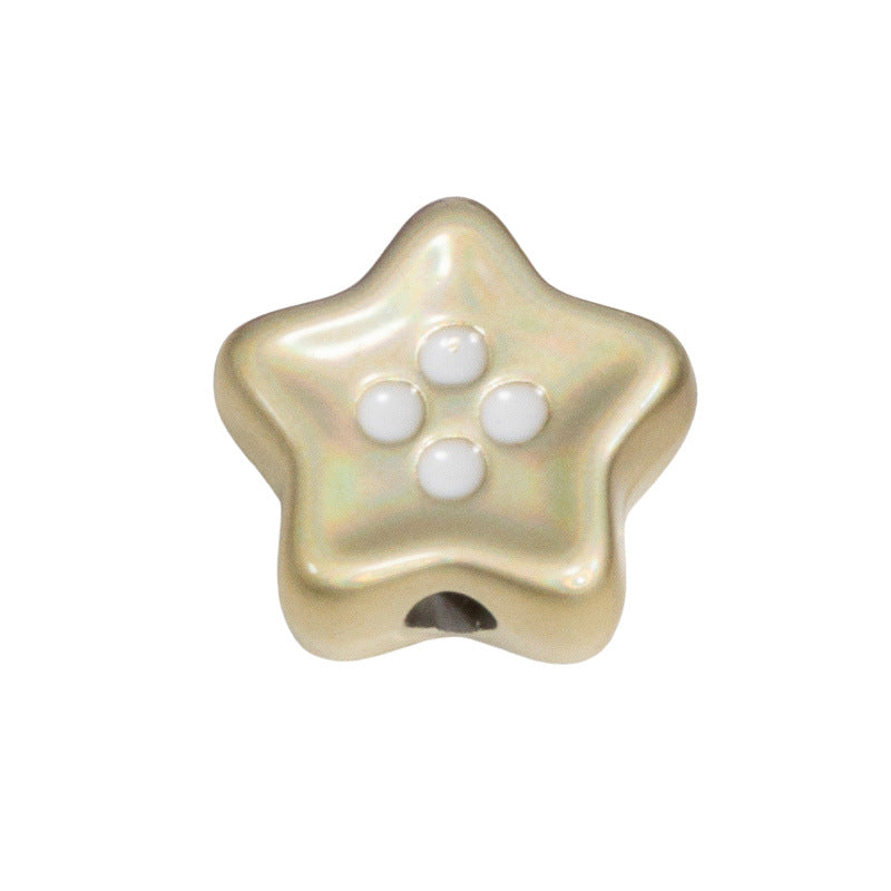 Plating Star and Heart Button Acrylic Beads 11mm Assorted Colors 50pcs 20