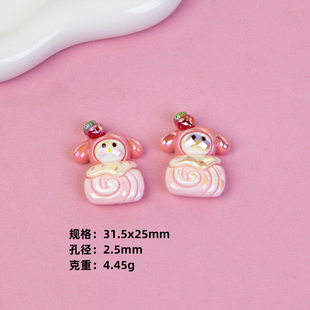Sanrio Swiss Roll Series Resin Beads Playful Pastel Mixed 10pcs 8
