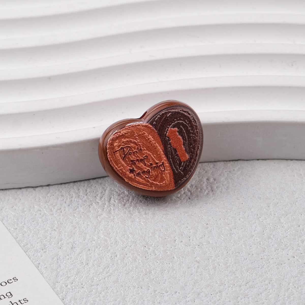Coffee Bean Heart Acrylic Beads 22mm Rustic Woodgrain Texture 20pcs 8