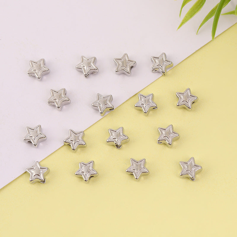 Double-Layer Star Acrylic Beads 6mm Metallic Gold Silver 200pcs 4