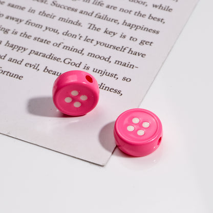 Painted Button Acrylic Beads 12mm Glossy Baked Paint 50pcs 10