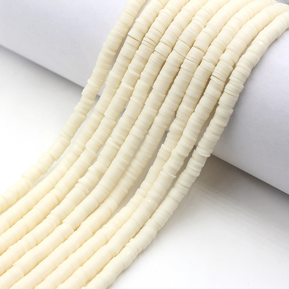Flat Clay Beads 6mm Solid Color Smooth Polymer Disc 10strands 3