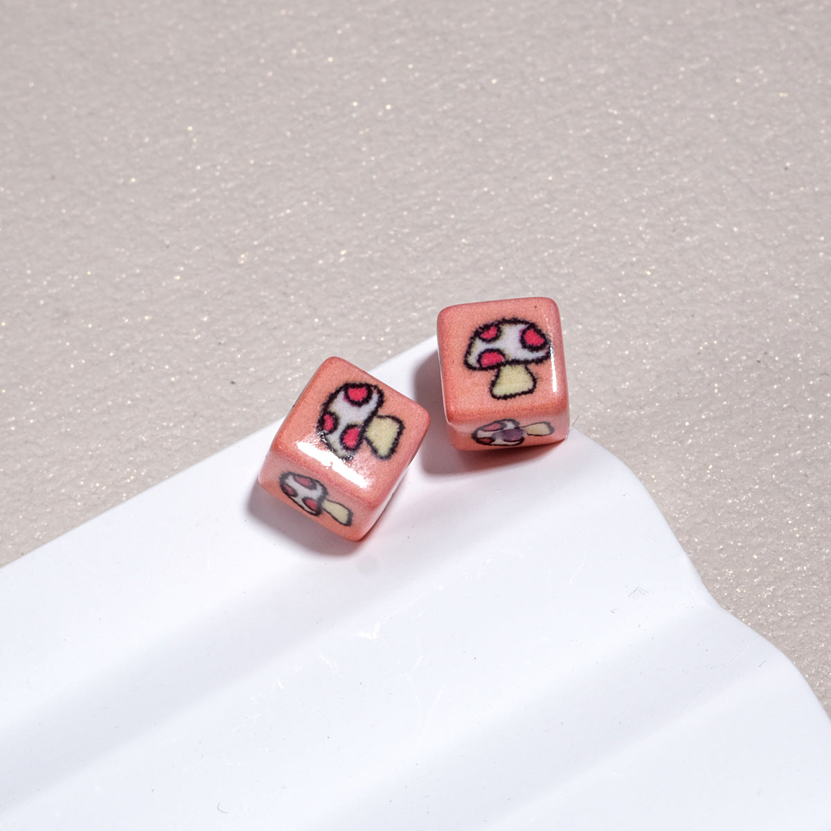 Tiny Cartoon Pattern Printed Acrylic Square Beads 10mm Glossy 30pcs 4