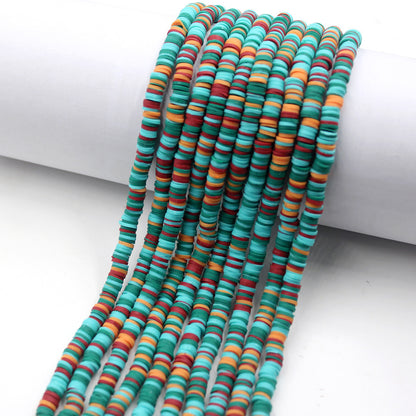 Flat Clay Beads 6mm Colorful Polymer Spacer Disc 10strands 27