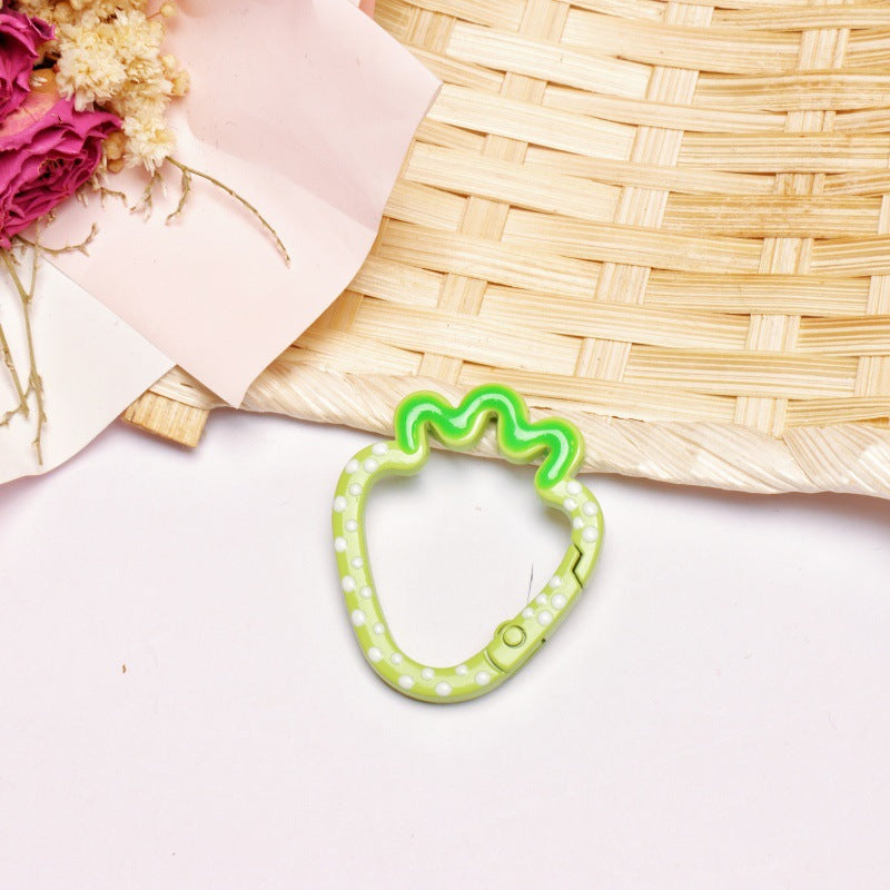 Alloy 37mm Strawberry Shaped Trigger Spring Keyrings 4pcs 15