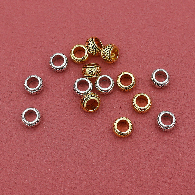 Alloy Ripple Patterned Spacer Beads 7mm Large Hole 1pc 2