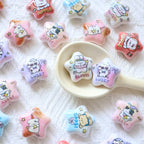 Animal Printed Star Acrylic Beads 26mm Pastel Colors 20pcs 4