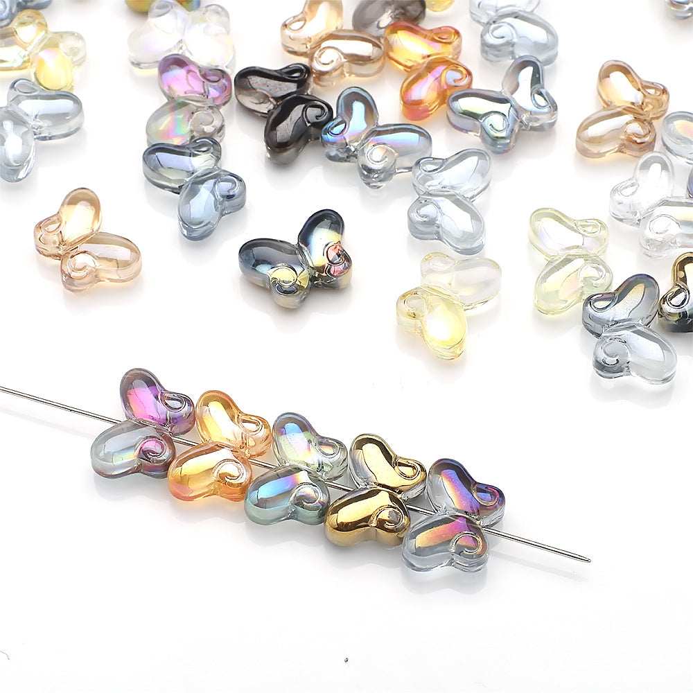 Butterfly Plated Transparent Glass Beads 10x14mm 20pcs 3