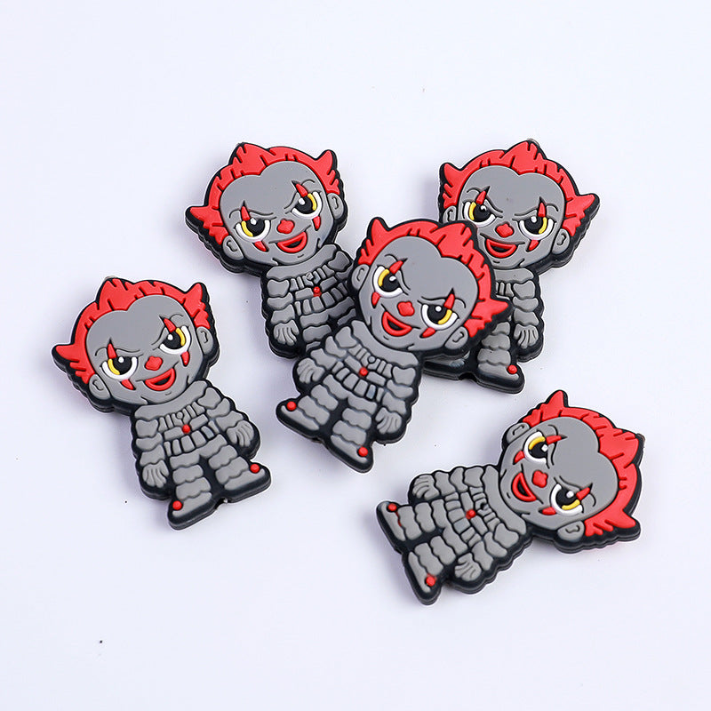 Silicone Focal Beads Halloween Jason Joker Horror Faces 10pcs 2