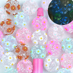 Glow In The Dark Bubblegum Beads 20mm Daisy Sparkling Pastel Flowers 10pcs