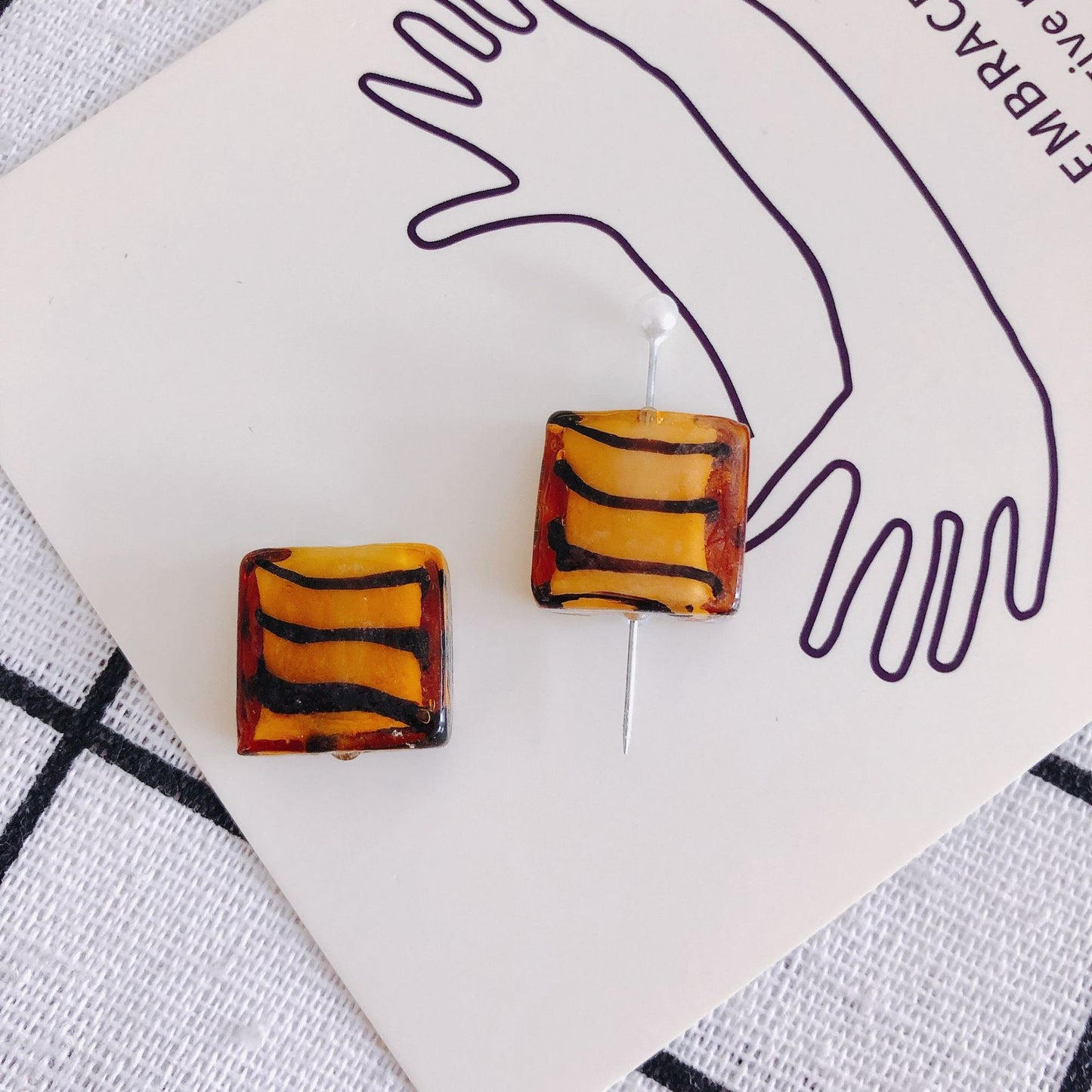 Lampwork Glass Beads Cube 16mm Vintage Cow and Zebra Pattern 10pcs 8
