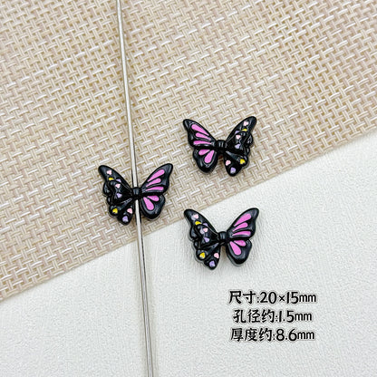 Flower Butterfly Metal Beads 16-20mm Baking Painted Glossy Finish 10pcs 21